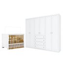 Ver imagem 1 de Berço Americano Katatau Branco Acetinado Savana – Reller E guarda Roupa Casal Americano 6 Portas Bra