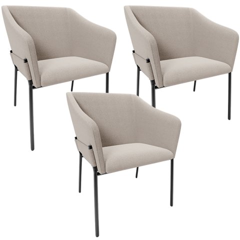 Kit 3 Cadeiras para Sala de Jantar Estar Living Olívia L02 Bouclê Creme - Lyam Decor