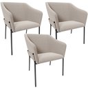 Ver imagem 1 de Kit 3 Cadeiras para Sala de Jantar Estar Living Olívia L02 Bouclê Creme - Lyam Decor