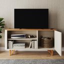 Ver imagem 3 de Rack Venice 120cm para Tv até 50" com Pés em Madeira Maciça Off White/nature