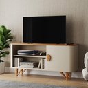 Ver imagem 2 de Rack Venice 120cm para Tv até 50" com Pés em Madeira Maciça Off White/nature