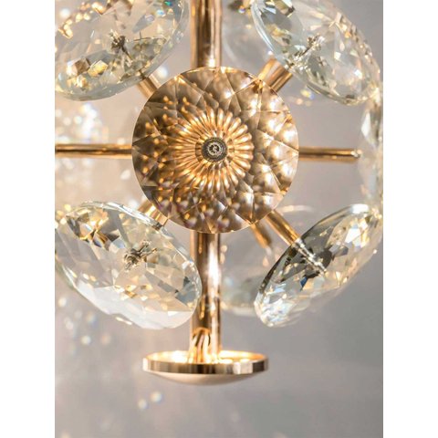 Pendente Cristais Dourado 15cm Led 6w 3200k Bivolt Paris Luz