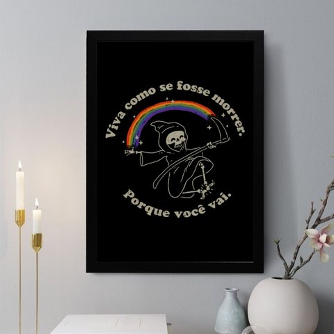 Quadro Decorativo Viva como Se Fosse Morrer 33x24cm:moldura Preta