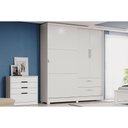Ver imagem 1 de Quarto Completo Juvenil Guarda Roupa 3 Ptas C533 + Cômoda S824 Branco Kappesberg