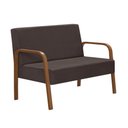 Ver imagem 1 de Poltrona 2 Lugares Jade Braço Madeira Suede Marrom