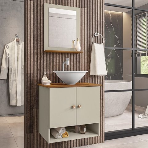 Gabinete Banheiro Deli Cuba Lume Bco Torneira Val Click Inox