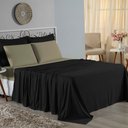 Ver imagem 1 de Jogo Cama Queen Nobre 4 Peças Lençol Elástico 30cm Altura 100% Algodão Preto Avelã