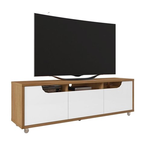 Rack Jersey 160 para TV 60 Pol Sala 1 Gaveta e 2 Portas Cedro/Branco