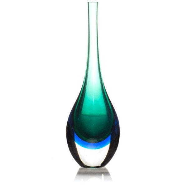 Gota em Cristal de Murano Bicolor - Aquamarine com Esmeralda - 1