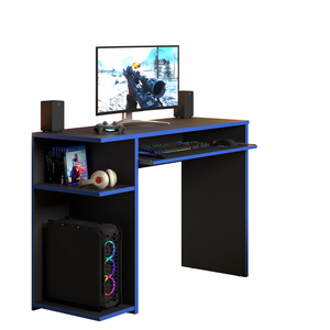 Escrivaninha Mesa de Computador para Gamer com Prateleira Elevada e Suporte para Teclado Extensível