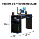 Ver imagem 6 de Mesa Gamer Compacta para Quarto e Escritório - Preto/Azul