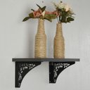 Ver imagem 2 de Par Mãos Francesas Decorativas Ornamentada 20cm Floral Aço Preto
