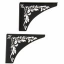 Ver imagem 1 de Par Mãos Francesas Decorativas Ornamentada 20cm Floral Aço Preto