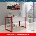 Ver imagem 2 de Mesa Escritório P25 Tub Pandin 120 Cm (larg) Tampo Mdp Branco Pé Aço Tubular Vermelho