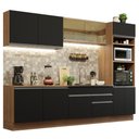 Ver imagem 3 de Armário de Cozinha Completa 310cm Rustic Preto Glamy Madesa 01