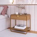 Ver imagem 1 de Mesa Cabeceira Luna Orgânico 60x58,5cm 1 Gaveta Hanover/dourado 28061