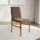 Ver imagem 1 de Cadeira de Jantar Estofada Mônaco Base Cobre Veludo Marrom