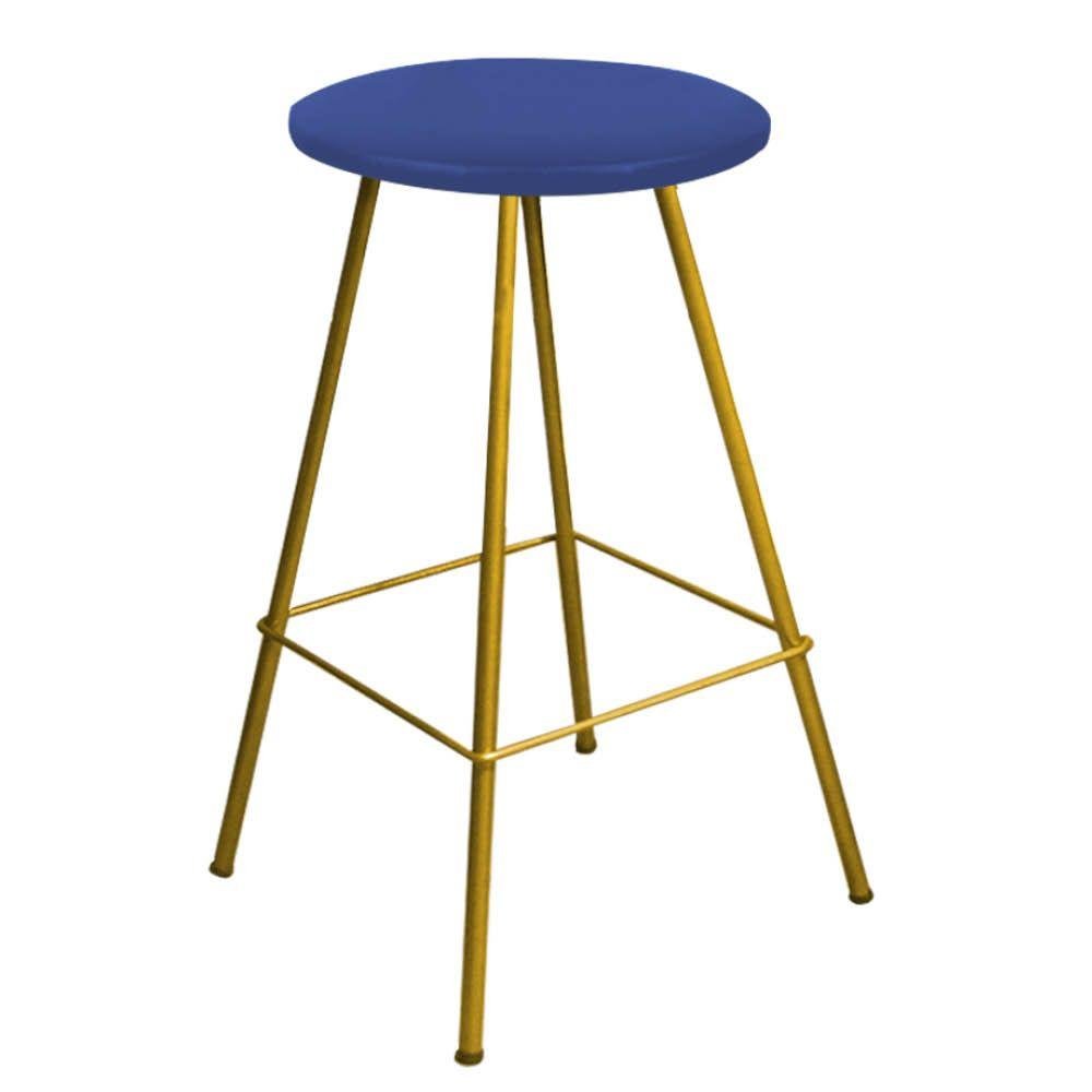 Kit 10 Banqueta Alta Loni Eiffel Dourado Azul Marinho - 2