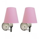 Ver imagem 4 de Kit-2 Arandela Cone Md-2013 Branco C- Inter Liga e Desl Cúpula em Tecido Rosa Bebê - Bivolt