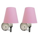 Ver imagem 1 de Kit-2 Arandela Cone Md-2013 Branco C- Inter Liga e Desl Cúpula em Tecido Rosa Bebê - Bivolt