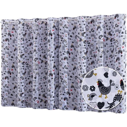 cortina para cozinha da galinha em tecido oxford 2,40x1,50