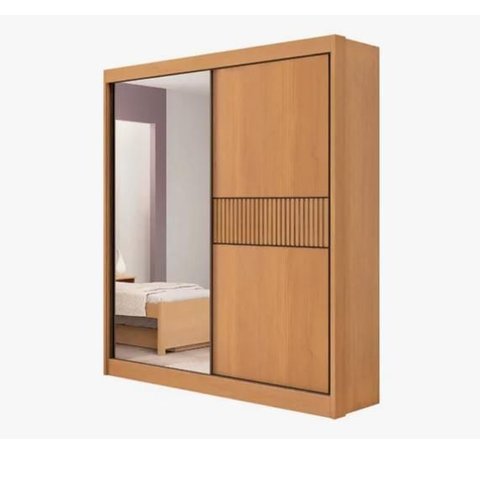 Guarda Roupa Atenas Ripado 100% Mdf com Espelho D Doro