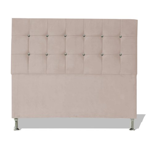 Cabeceira de Cama Box Cristal Queen 160 Cm Botão Strass Suede Porcelana Eli Móveis