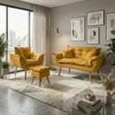 Ver imagem 1 de Kit Namoradeira Poltrona e Puff Decorativo para Sala Manicure Consultório Alice Suede
