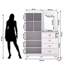 Ver imagem 5 de Cômoda Roupeiro com Espelho 2 Portas 4 Gavetas Cristal - Branco-camarim Branco-camarim