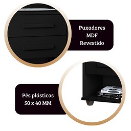 Kit 2 Mesas de Cabeceira Cielo Cor:preto - Mesinha de Quarto - Mizza Decor - 4