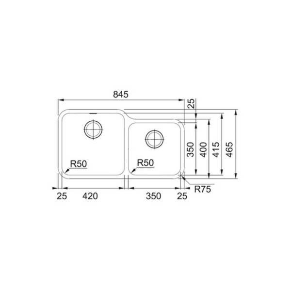 Cuba Dupla De Embutir Para Cozinha Retangular Em Inox Com Acessórios Bell 46,5x84,5cm Fosca - 3