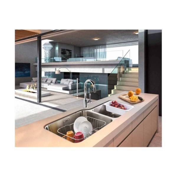Cuba Dupla De Embutir Para Cozinha Retangular Em Inox Com Acessórios Bell 46,5x84,5cm Fosca - 4