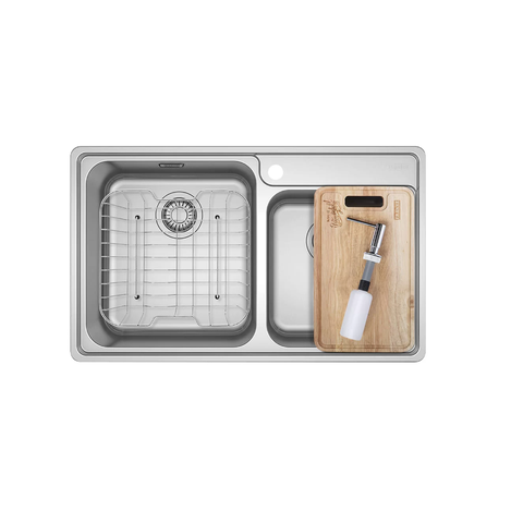 Cuba Dupla De Sobrepor Para Cozinha Franke Bell 86cmx48cm Com Acessórios Inox