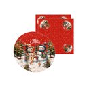 Ver imagem 2 de Kit Sousplat + Guardanapo Natal Boneco Neve Ii Nsw 2 Peças com Base
