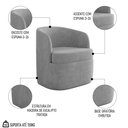 Ver imagem 3 de Poltrona Giratória Decorativa para Sala Dandara K04 Veludo Cinza - Mpozenato