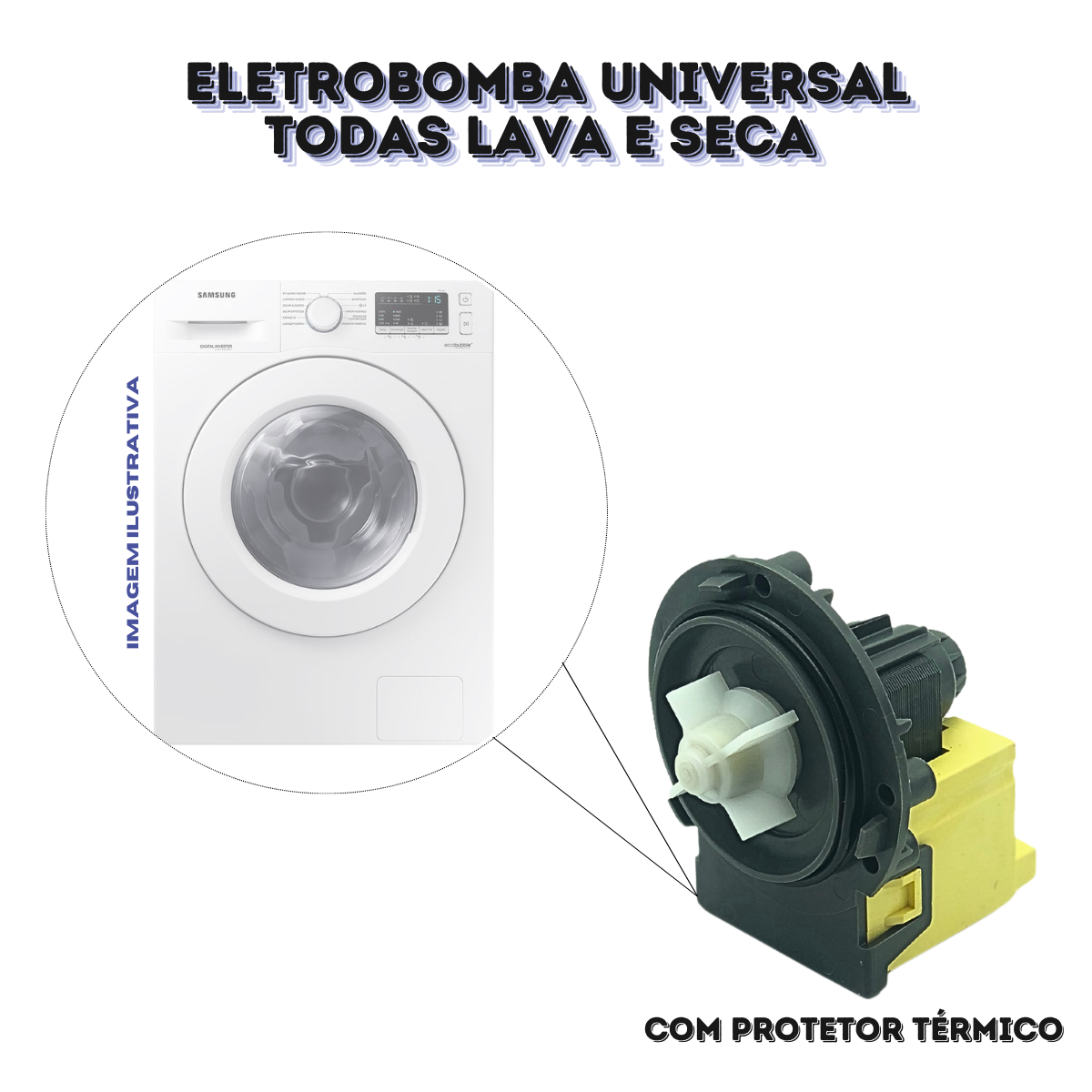 Eletrobomba Universal Lava e Seca com Protetor Termico 110v - 6