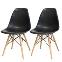 Ver imagem 1 de Kit 2 Cadeiras Decorativas Eiffel Charles Eames Preto com Pés de Madeira - Lyam Decor