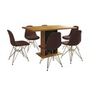 Ver imagem 6 de Mesa Jantar Londres Retangular Canela 137x90 Base Preta 6 Cadeiras Estofadas Caramelo Base Dourado