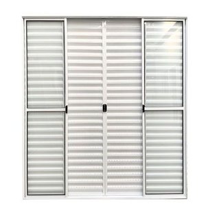 Porta de Alumínio de Correr 6 Folhas com Trinco Abertura Central 210x150cm Branco Allo Esquadrias