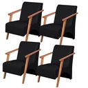 Ver imagem 1 de Kit 4 Poltronas Venus 1 Lugar Braço Madeira Maciça Courino Unidecor Preto