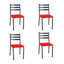 Ver imagem 1 de Kit 4 Cadeiras para Mesa de Jantar Cozinha Assento Estofado Isa Vermelha