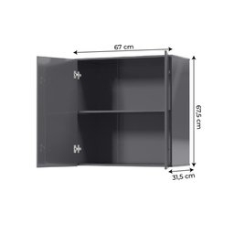 Armário de Cozinha e Lavanderia com 2 Portas Duplo Aéreo Módulo Suspenso Itália Grafite EJ Mó - 2