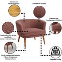 Ver imagem 3 de Poltrona Estofada Tecido Veludo Aconchegante Pés de Madeira para Sala de Estar Moderna