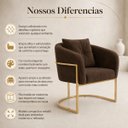 Ver imagem 3 de Cadeira Poltrona Orgânica Luxo Base de Metal em Veludo