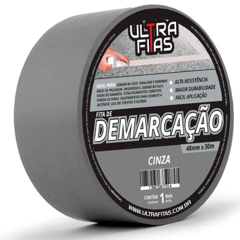 Fita de Demarcação Pvc 30 Metros Sinalização Cores Variedade Cinza