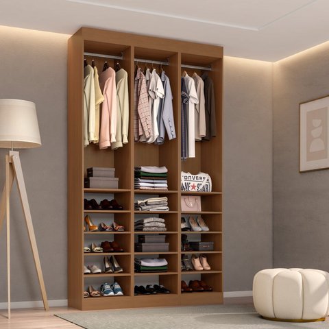 Guarda-Roupa 3 Módulos Roupeiro Closet Sapateira sem Porta Porta Versatille