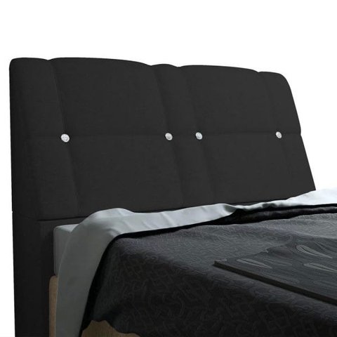 Cabeceira com baú Itália Cama Box Queen 160 cm Suede Amassado Preto - JS Móveis