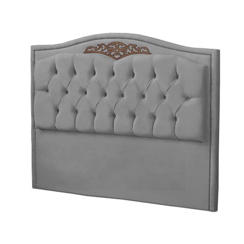 Cabeceira King Size Estofada para Cama Box Maitê Veludo Cor Cinza Claro