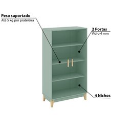 Estante Cristaleira 70cm 02 Portas LE 6014 Movelbento - MB Oliva - 2