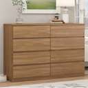 Ver imagem 1 de Cômoda para Quarto 8 Gavetas Sintra Marrom/Amêndola Touch